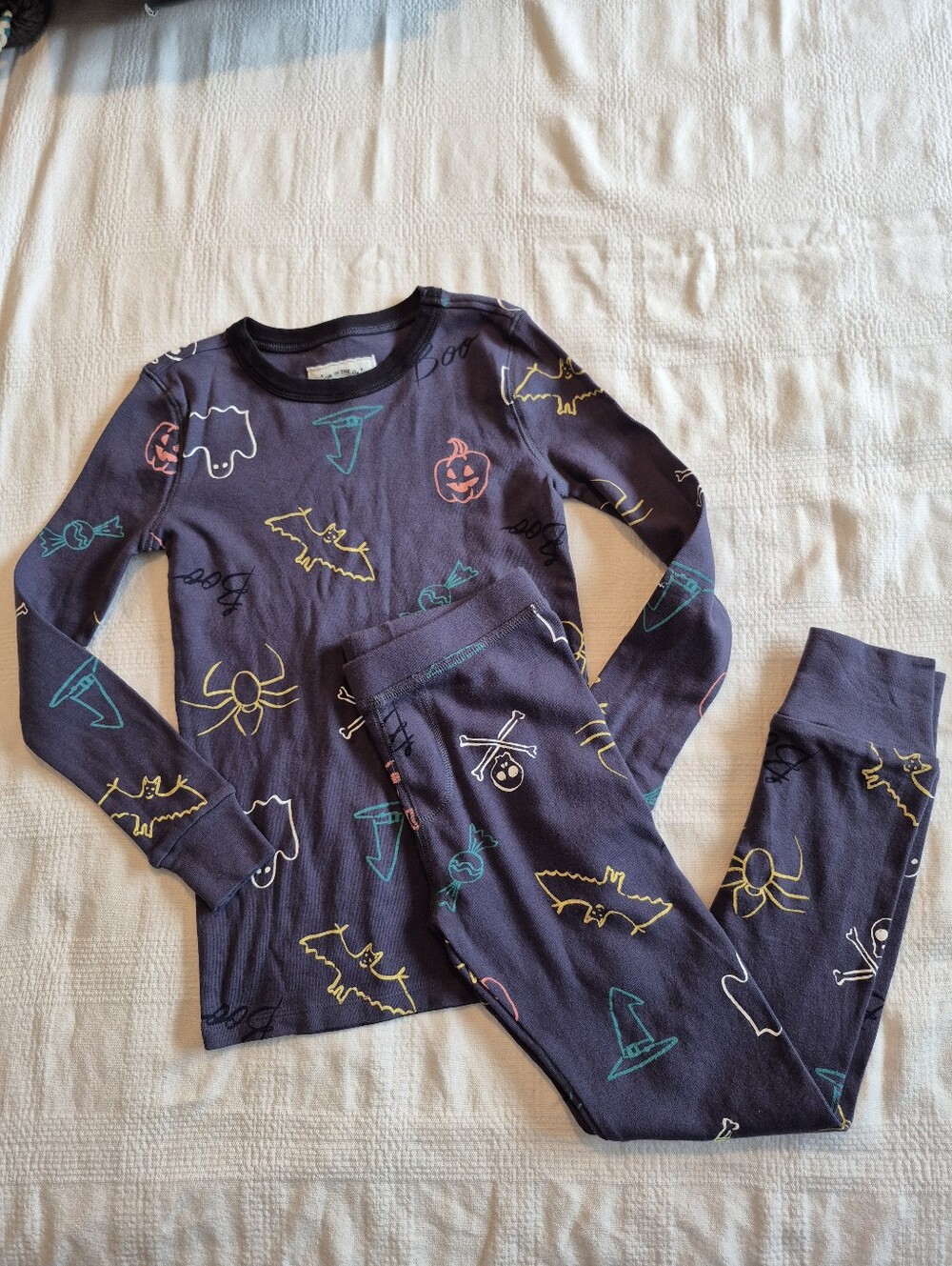 Crewcuts boys size 7 Halloween pajama set blue multi design VGUC